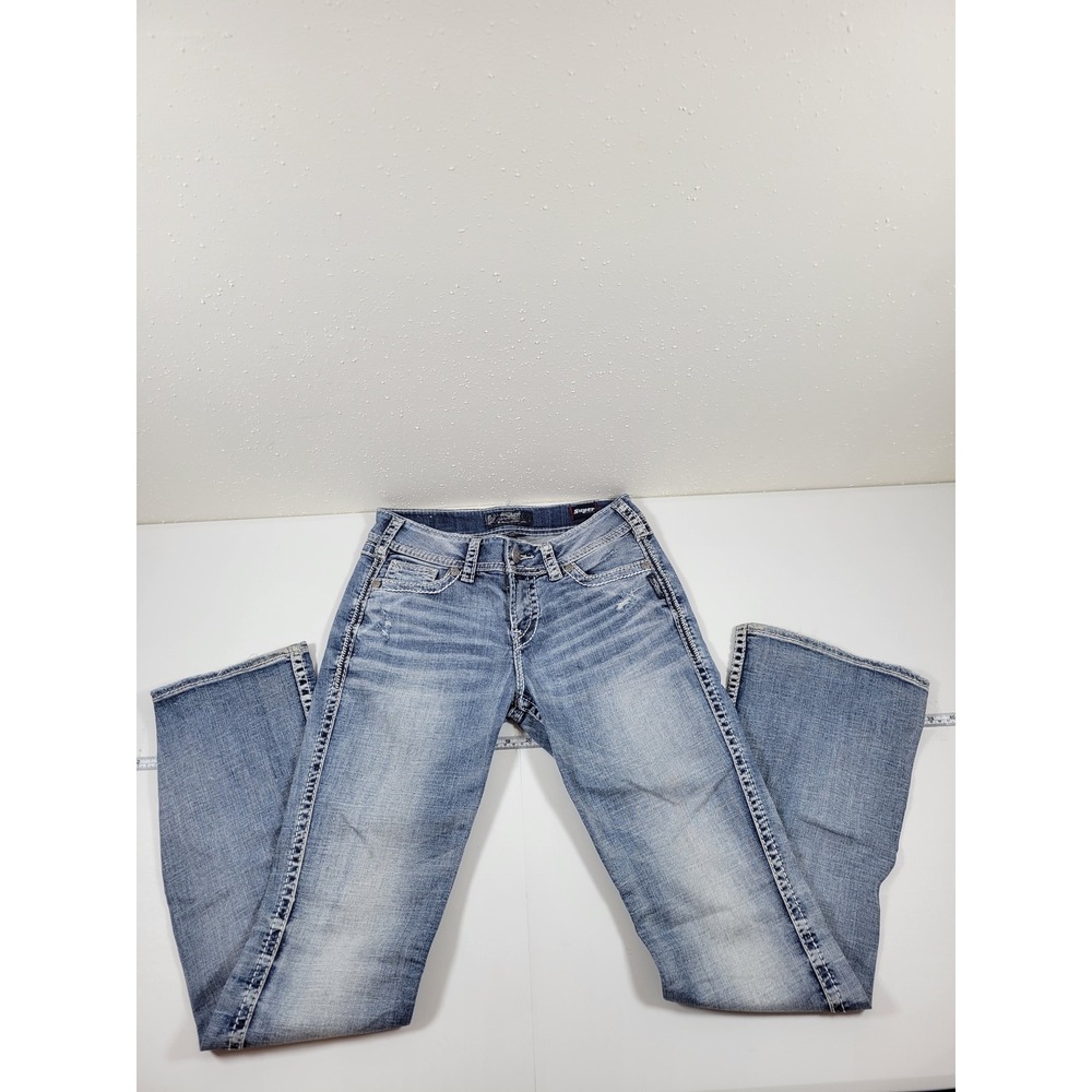 Silver Jeans Suki‎ Mid Boot Women 27x33 Blue Excellent Super Stretch Denim